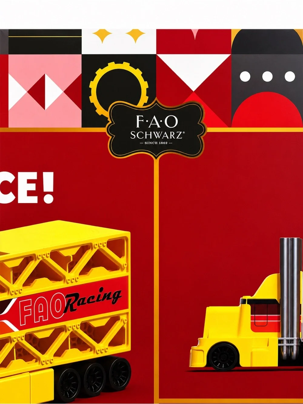 FAO Schwarz Big Cab Auto Hauler in Yellow with Red and Black Accents